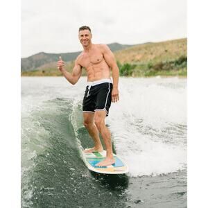 NWT ZYIA Active Men's‎ Navy Reef Block Board Shorts Blue White Medium